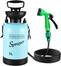Vevitts Portable Pressure Sprayer Shower 5L for Camping with 7 Spray Modes Hand Press Camping Shower with Hose and Shower Head Hiking Traveling Shower Garden Sprayer Pet Shower Blue