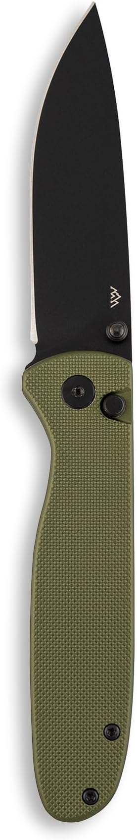 OUTDOOR EDGE Dirk 3.25 Black Drop Point Blade - Green Aluminium Scales Handle with Button Lock Operation Ambidextrous Opening Perfect for Men &amp Women Lightweight for Camping Fishing &amp Hunt