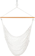 Original Pawleys Island Single Hammock Chair – White DuraCord Rope 350 lb Capacity Oak Spreader Bar Zinc Plated Hardware Handcrafted in the USA