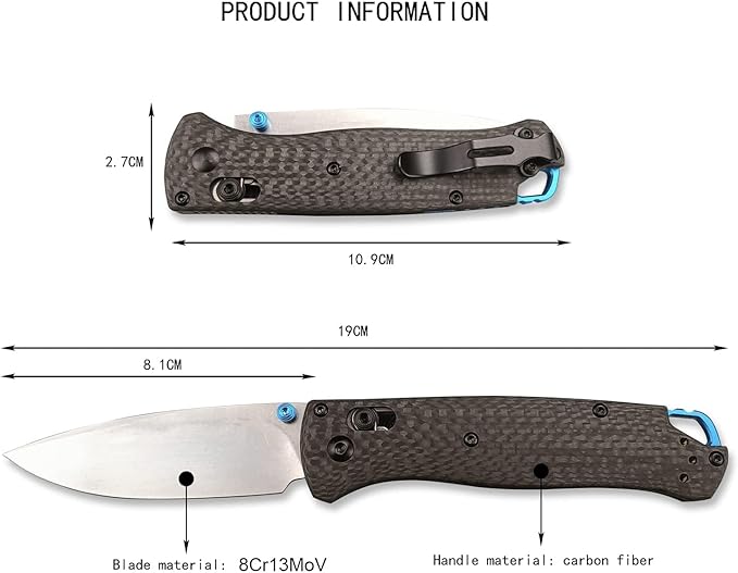 HUAAO EDC Knife with 8Cr13MoV Blade Carbon Fiber Handle Folding Pocket Knife with Belt Clip for Camping