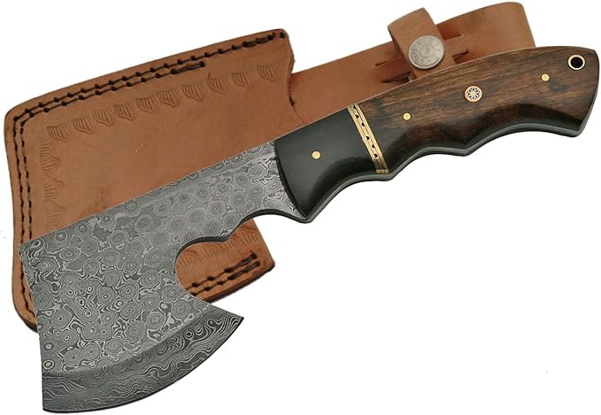SZCO Supplies Damascus Hatchet Axe with Walnut Handle