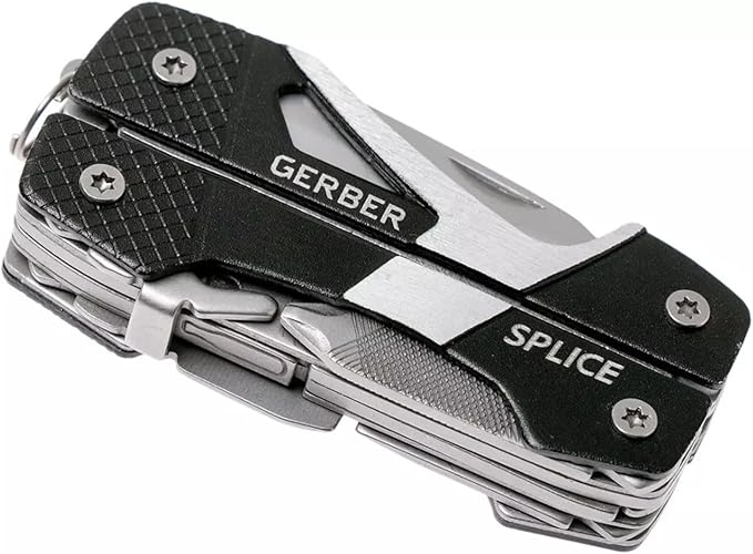 Gerber Gear Splice Pocket Knife EDC Multitool with Blade Scissors Screwdrive and Bottle Opener Black
