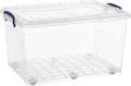 Superio 44 Qt Clear Plastic Storage Bin with Lid and Wheels Non-Toxic BPA Free Odor Free Organizer Storage Box Stackable Plastic Tote for Home Garage Closet