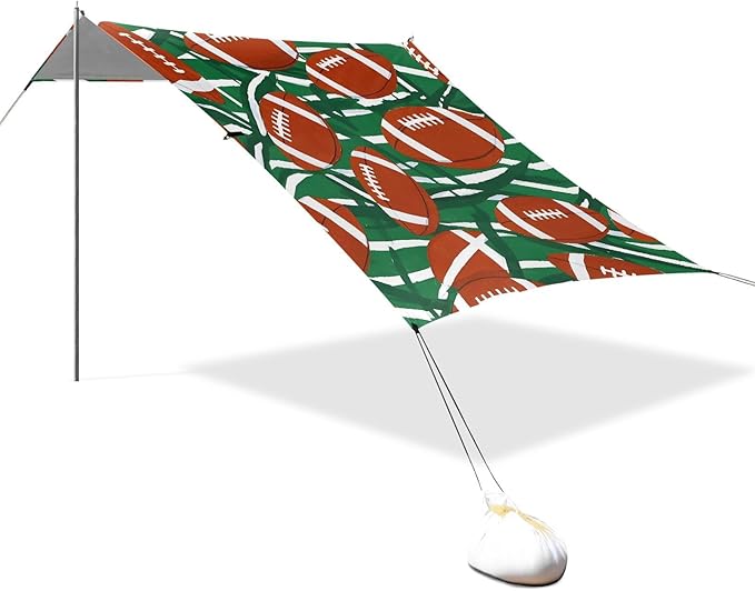 ALAZA Football Stripes Beach Tent Sun Shelter Portable Canopy Sunshade for Outdoor Camping Picnics Backyard Fun 10x9 ft