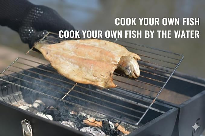 AGG Portable Charcoal Grill - 2-in-1 Tabletop BBQ &amp Griddle Combo - Compact Mini Barrel Grill for Camping Balcony &amp Tailgating - Includes Apron Heat-Resistant Gloves &amp Tongs -Small Outdo