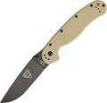 Ontario Knife Company Rat I Folding Pocket Knife Black Coated AUS-8 Stainless Steel Drop Point Blade Desert Tan Nylon Handle Knife Everyday Carry Knife – ON8846DT