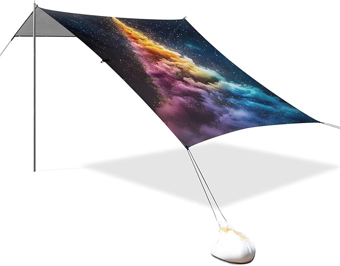 ALAZA Dreamy Christmas Tree Beach Tent Sun Shelter Portable Canopy Sunshade for Outdoor Camping Picnics Backyard Fun 10x9 ft