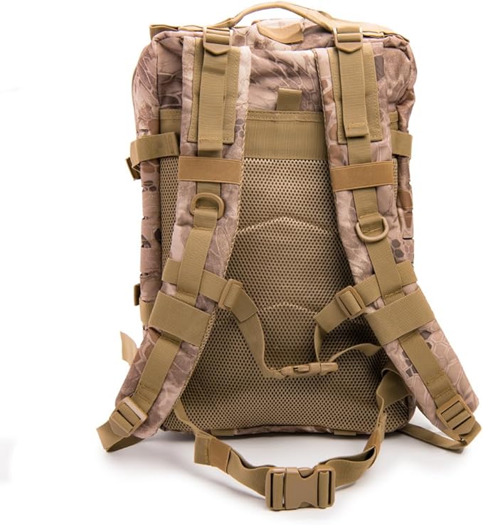 Large Laser-cut MOLLE Backpack with Pistol Retention System Desert Python Modular and Lightweight Design for EDC Range or Tactical Use