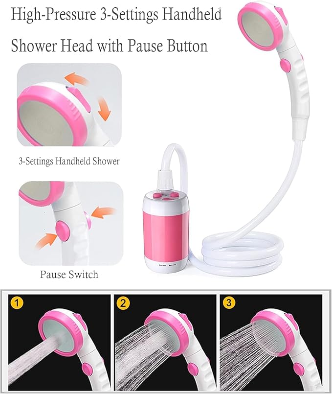 Portable Outdoor Shower Pump Rechargeable Battery Portable Shower for Camping Camp Suitable Electric showerhead for Hiking Campsites