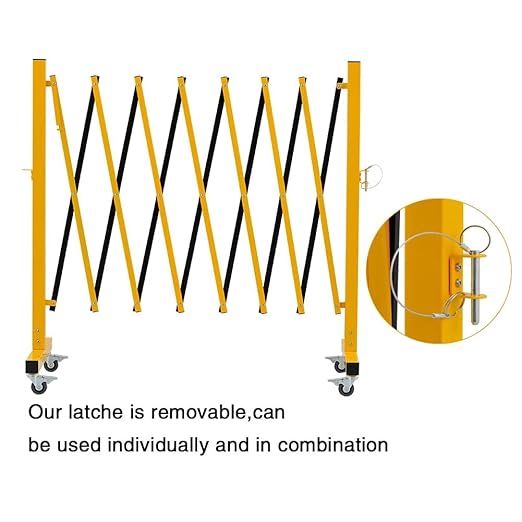 GYMTIME Expandable Metal Barricade Portable Safety Traffic Barrier with Casters Mobile Driveway Gate Adjustable Security Fence 11 Feet Yellow and Black
