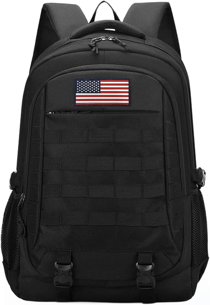 Tactical Backpack - 19'' Waterproof School Bag for Kids 15.6 Laptop Compartment &amp MOLLE Webbing for Camping Hiking Travel
