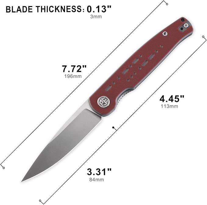 Petrified fish PFE07 Morse Pocket Knife3.31 154CM Satin Blade 3oz G10 Handle Front Flipper Liner lock Folding knife (Red Satin)