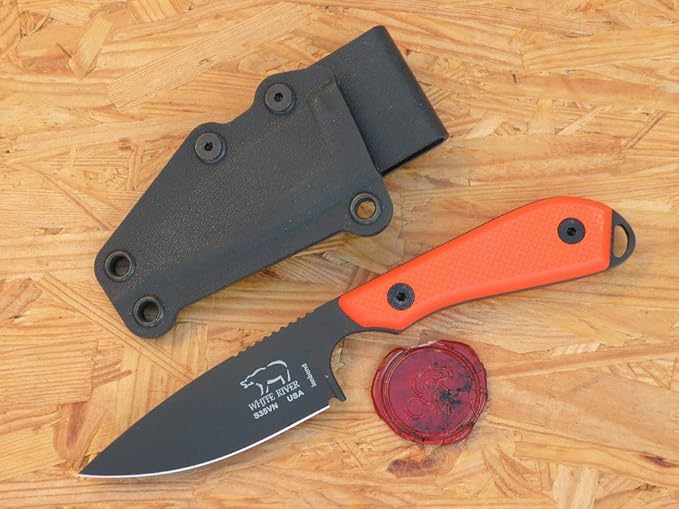WhiteRiver Model 1 Pro Black Coated Blade/Orange Textured G10 Handle WRM1-TOR-CBI