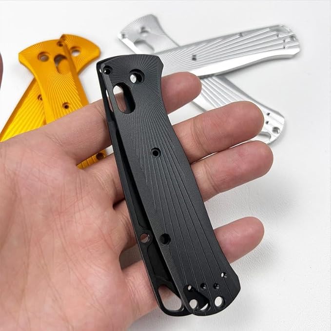 1 Pair Aluminum Alloy Scales in Black Fits for Bugout 535 Non-slip Custom Blank Handle Patch Replacement