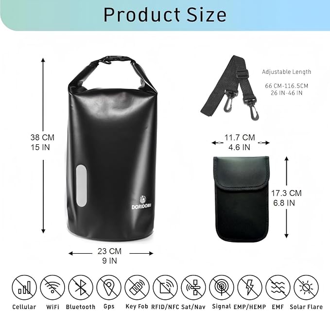 Faraday Bags 11L Set Waterproof EMP Bag Military Grade Faraday bag RFID Signal Blocking Shield Bag Large Dry Bag for Phones &amp Laptops Security Protect Data Devices From Hacking