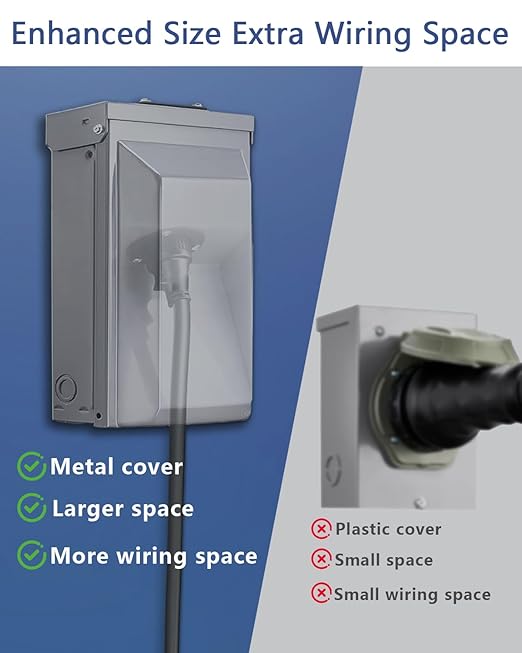 50 Amp Generator Power Inlet Box NEMA SS2-50P 3-Prong 125/250V 12500W Weatherproof Outdoor Generator Outlet Receptacle for Generator Cord