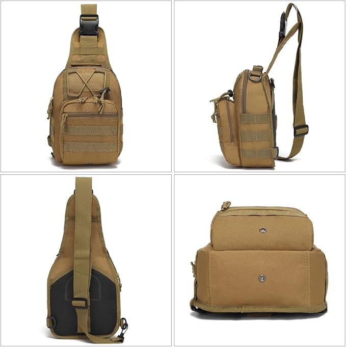 Outdoor Tactical Backpack Tactical Bag Military Sport Small Chest Pack Sling Shoulder Backpack for Every Day Carry (Mud Color)