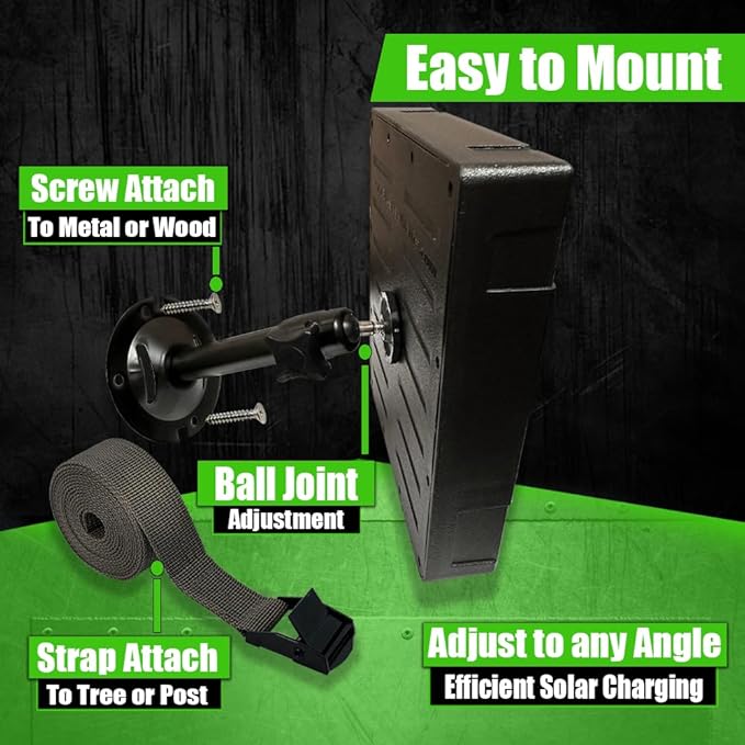 Elusive Wildlife Reaktor Universal Solar Power Pack for Security Camera Trail Camera Game Camera Compact Solar Panel with Rechargeable Battery &amp Mounting Bracket for Hunters 3 watt Panel 12V 6