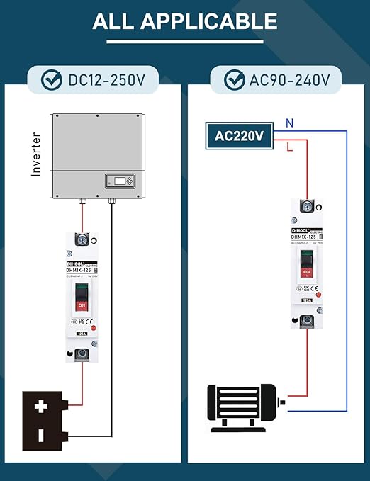 DIHOOL 125 Amp Heavy Duty Battery Disconnect Switch DC Circuit Breaker for Car Audio RV Marine Boat Truck Trolling Motors
