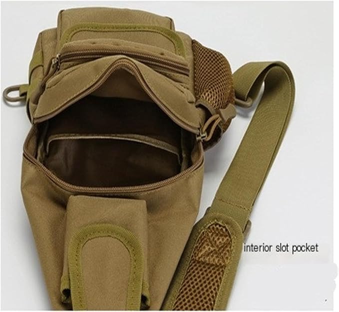 Tactical Chest Pack Modular Strap System Camouflage Sling Bag for Outdoor(Camel-green)