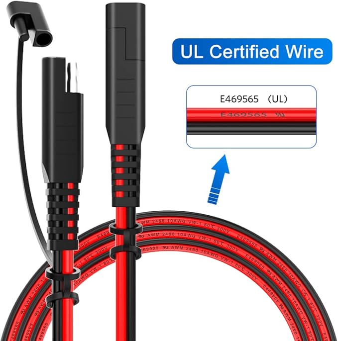ELECTOP 15ft 10AWG SAE Extension Cable with Quick Connect Disconnect SAE Power Connector for Automotive RV Motorcycle Solar Panel &amp Battery Charging