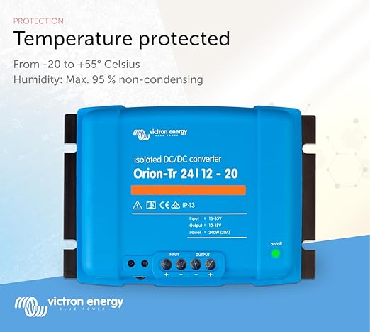 Victron Energy Orion-Tr DC to DC Converter - 24/12-Volt 20 amp 240-Watt - IP43 Protected - for Dual Battery Systems - Isolated