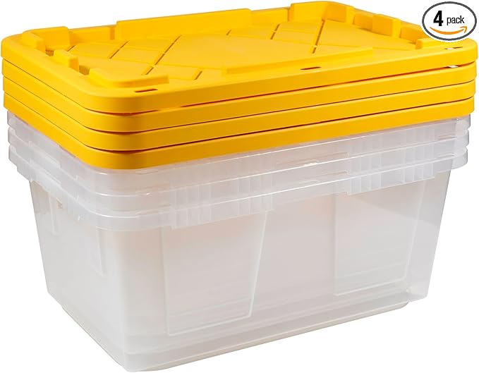 Office Depot® GreenMade® Professional Storage Totes 23 Gallon Clear/Yellow Pack Of 4 Totes
