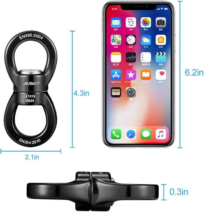 Black Swing Swivel 35 KN Safest Rotational Device Hanging Accessory