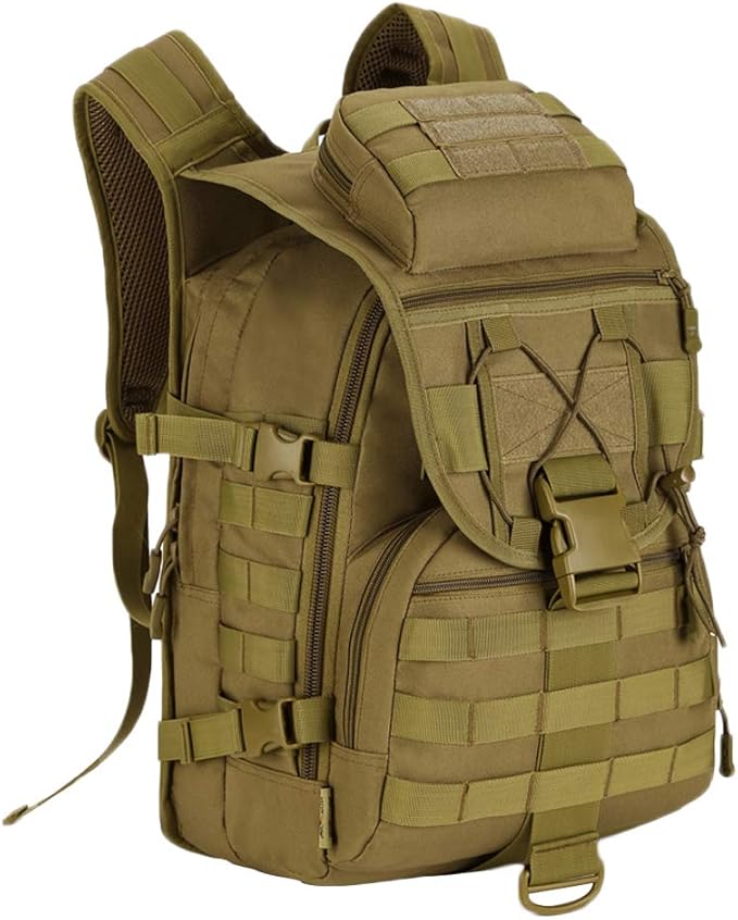 UNISTRENGH 40L Tactical Military Molle Backpack Water&ampAbrasion Resistant Trekking Bag for Outdoor Traveling Mountaineering Hunting (Brown)