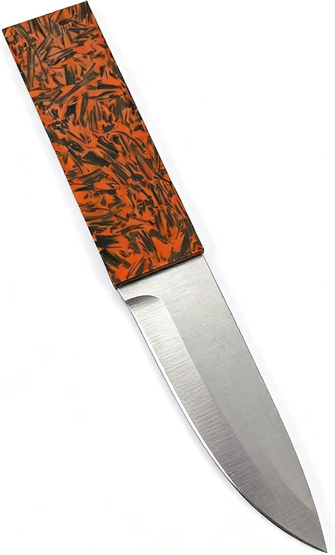 Blade handle scales are blank resin material 4-piece set DIY hand carved crushed carbon marble colored texture material(Orange135x40x8mm)