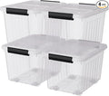 50 Quart Clear Large Storage Totes with Wheels Plastic Storage Box with Lid 4-Pack
