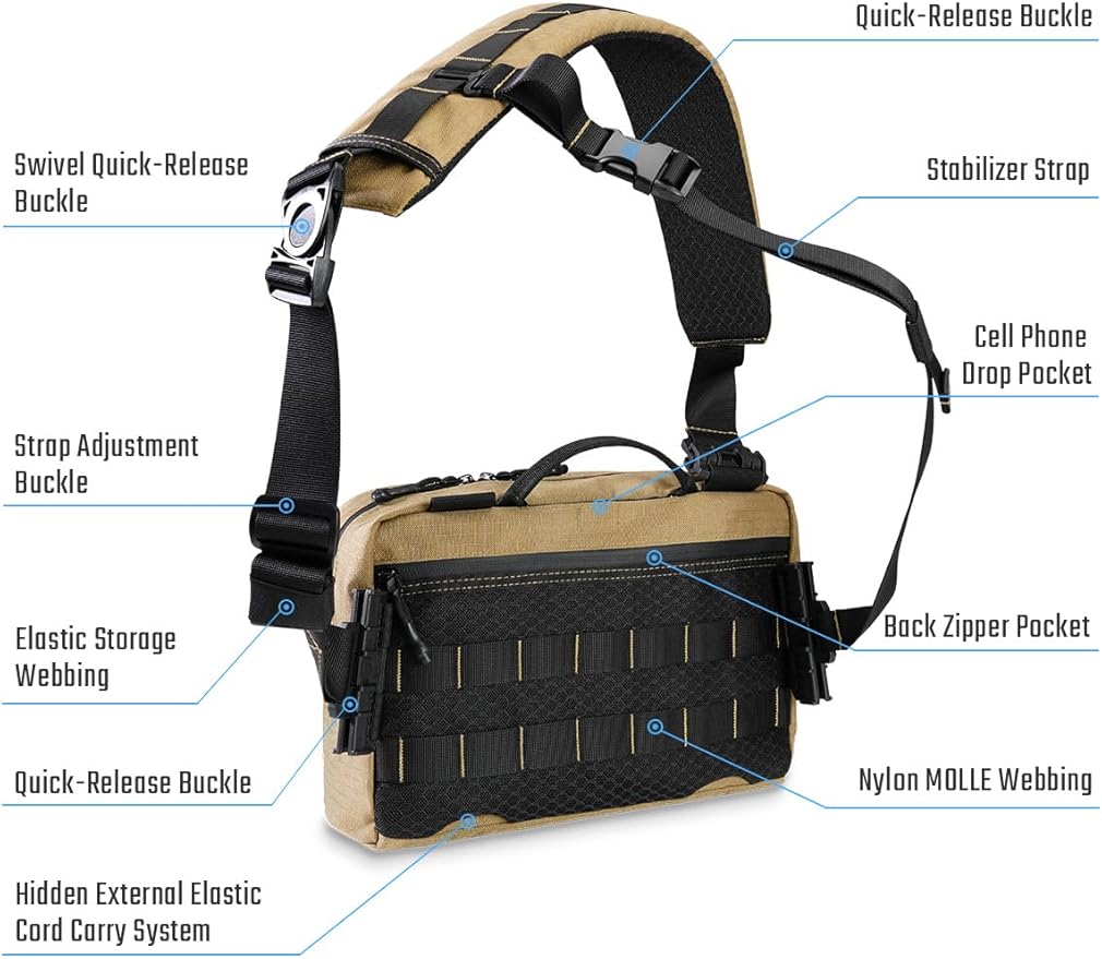 TACTICAL_GEEK L3 Pro EDC Crossbody Bag Chest Bag with Adjustable StrapDaily Carry Sling Pack Large Capacity Daypack Organizer for Camera Drones（T500 Coyote Tan）