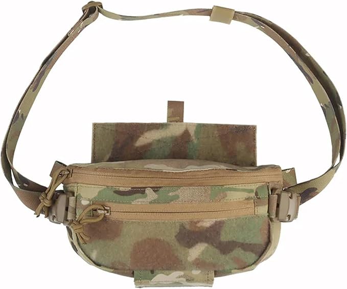Tactical Drop Pouch Sub Abdominal Carrying Kit Bag Fanny Pack with Hook and Loop Panel for Tactical Chest Rig Outdoor Bag
