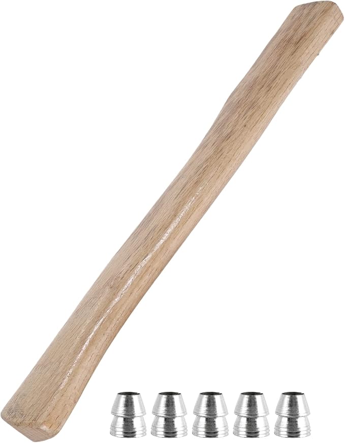 DOITOOL 1 Set Wooden Axe Handle Replacement for Hatchet Woodworking Tool with Metal Wedges for Easy Install Use