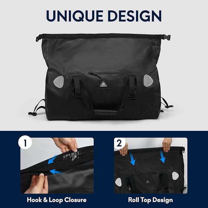 Haimont Waterproof Duffel Bag Roll-top Dry Duffel Bag with Quick-fixed Straps for Motorcycling Rafting Boating SUP Kayaking Travel 50L/70L