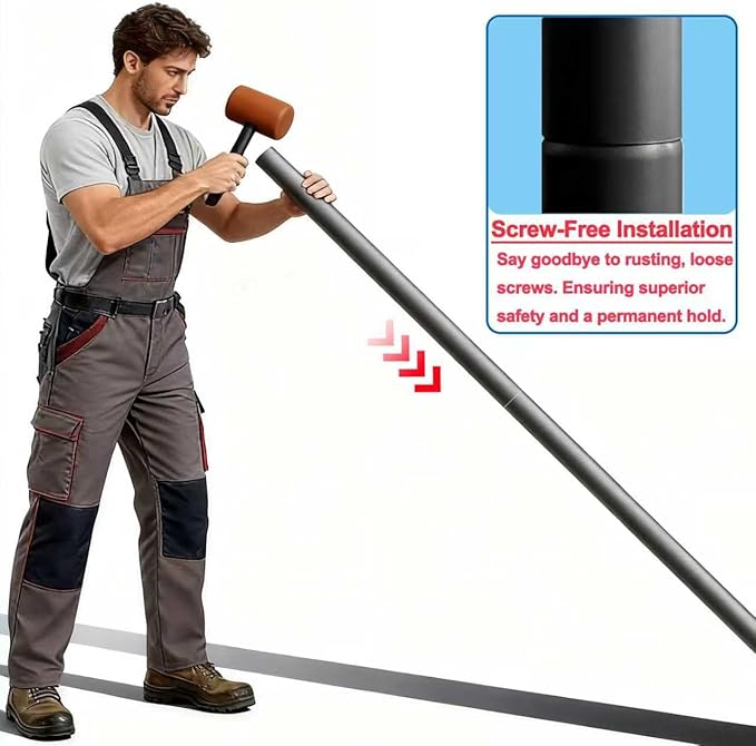 80 in. H x 3 in. Diameter Outdoor Lamp Post Cast Iron Cross Arm for Driveway Pathways Front Yard Weather Resistant Direct Burial Post in Black