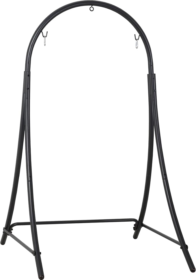 ANOW Adjustable Hammock Chair Swing Stand Only Heavy Duty Hanging Chair Stand with Safety Hooks for Indoors Outdoors Max 400 Lbs Plus Size Version Black