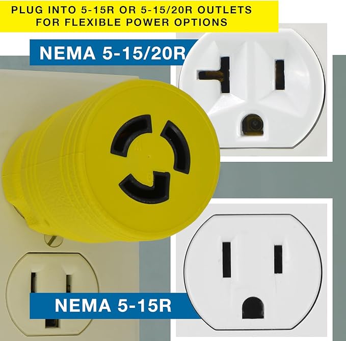 Conntek 30111-YW NEMA 5-15P to NEMA L5-15R Locking 15Amp Plug Adapter