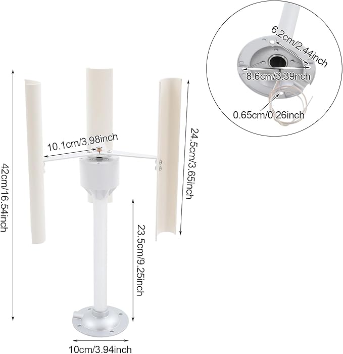 Vertical Axis Wind Turbine Model3-Blade Axis Wind Turbine GeneratorDIY Wind Power Generator KitDIY Portable Winds Power Turbine12V 40W 3-Phase Permanent Magnet MotorWindmill Power Charger