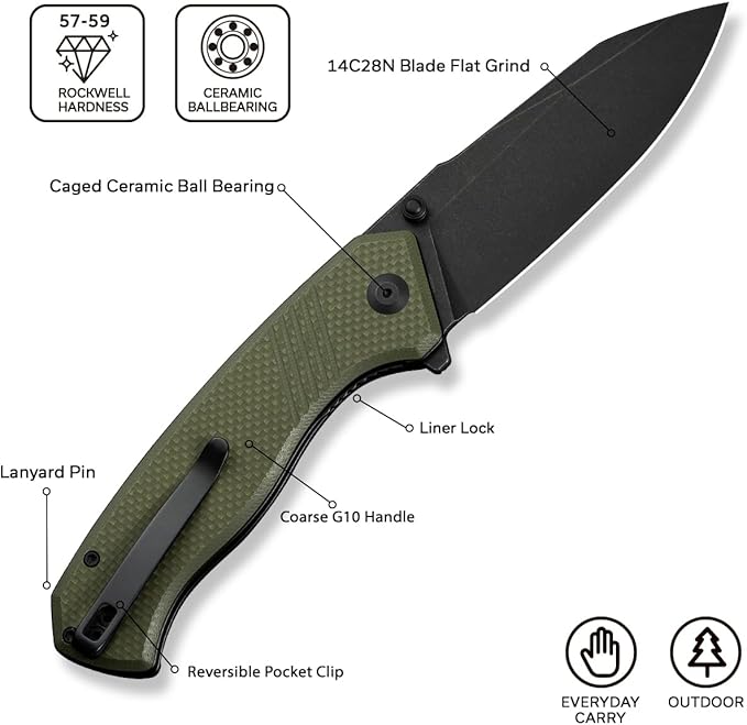 CIVIVI Placoid Pocket Knife for EDC Folding Knife with 3.67 14C28N Blade G-10 Handle For Men Women Gift C23079-3