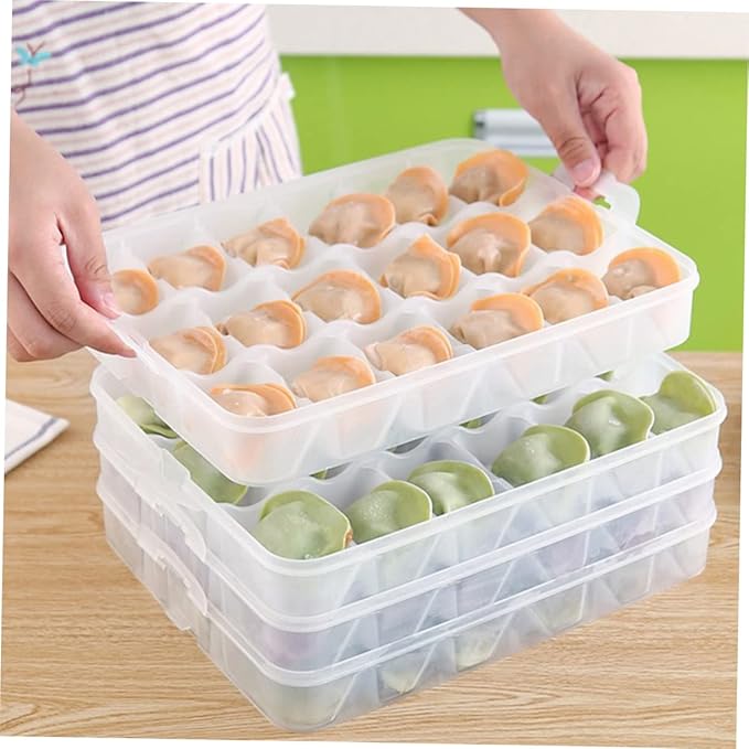 Ciieeo Portable Dumpling Storage Large 18-Compartment Freezer Organizer Stackable Container for Fridge Plastic for Meal Prep and Freezing Dumplings