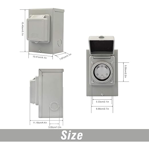 30a Power Socket 17.0×12.0×12.0 Generator Power Inlet Box 3750w Outdoor Weatherproof Convenient Installation Accessory for RV Compatible with RV Power Cords Perform