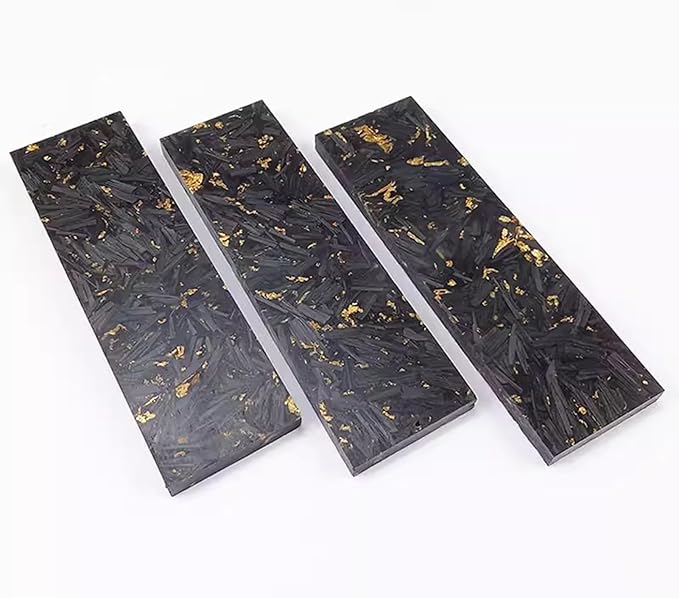 DIY Resin Knife Handle Blank Material Gold Foil Crushed Carbon Marble Texture(2pcs135x40x4mm)