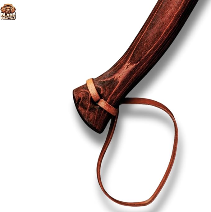 Fenrir &amp Vegvisir Camping Hatchet – Hand-Forged Tomahawk Axe with Premium Leather Sheath | Ideal for Camping Throwing &amp Outdoor Use