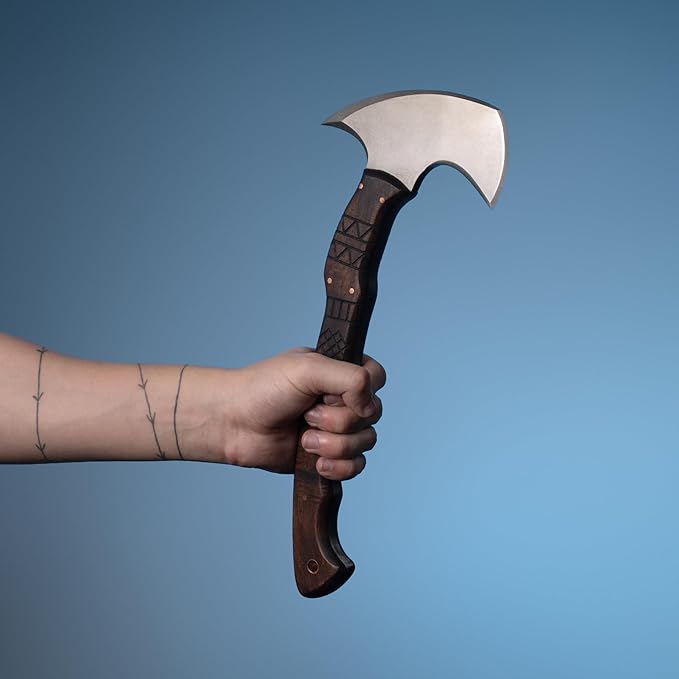 AncientSmithy Tactical Tomahawk Axe Handmade Camping Outdoor Hatchet Full Tang with Leather Sheath