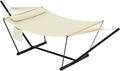 Double Hammock with Stand - Heavy Duty Portable 2 Person Design with Adjustable Steel Stand Max 450LBS Ideal for Outdoor Patio Garden Beach &amp Backyard