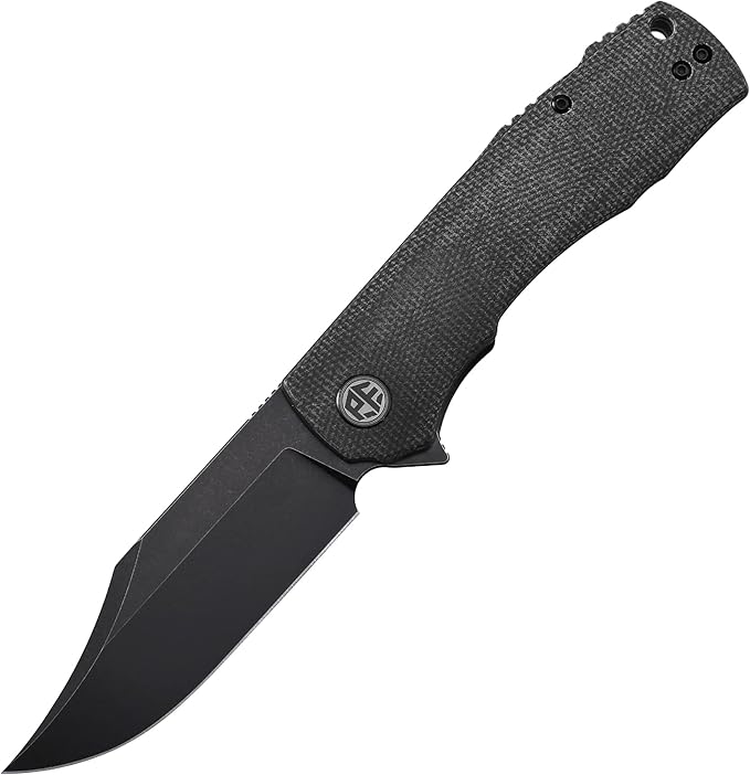 Petrified fish PFP03 Victor3.58 K110 Satin Blade140g Micarta Handel Flipper Liner lock Folding knife (Black Stonewashed)