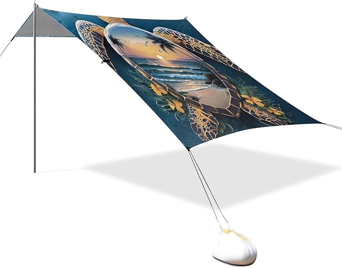 ALAZA Sea Turtle Beach Beach Tent Sun Shelter Portable Canopy Sunshade for Outdoor Camping Picnics Backyard Fun 10x9 ft