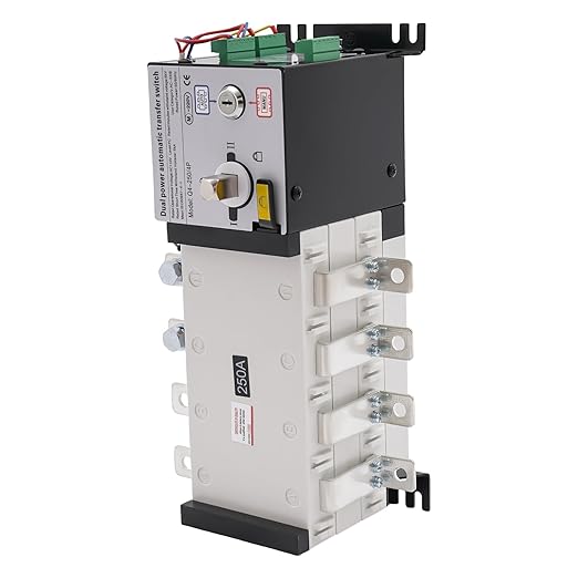 250A Automatic Transfer Switch (ATS) 4P 110V 50Hz Manual/Auto Mode Backup Power Switch for Home Hospital Factory