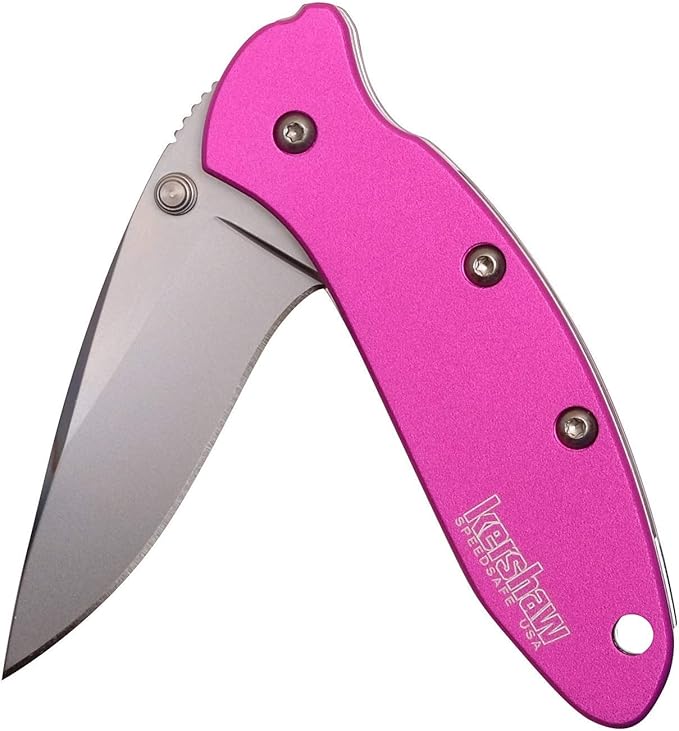 Kershaw Chive Pink Pocket Knife 1.9 420HC Steel Blade 410 Stainless Steel Handle Assisted Opening with Flipper Small EDC